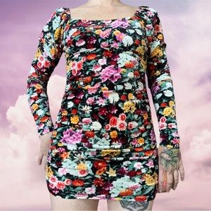 Velvet floral mini dress XS